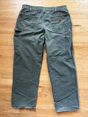 Carhartt Pants Men’s 36x32 (Fit 35x30) Cargo Work Moss Green Dungaree #B11MOS